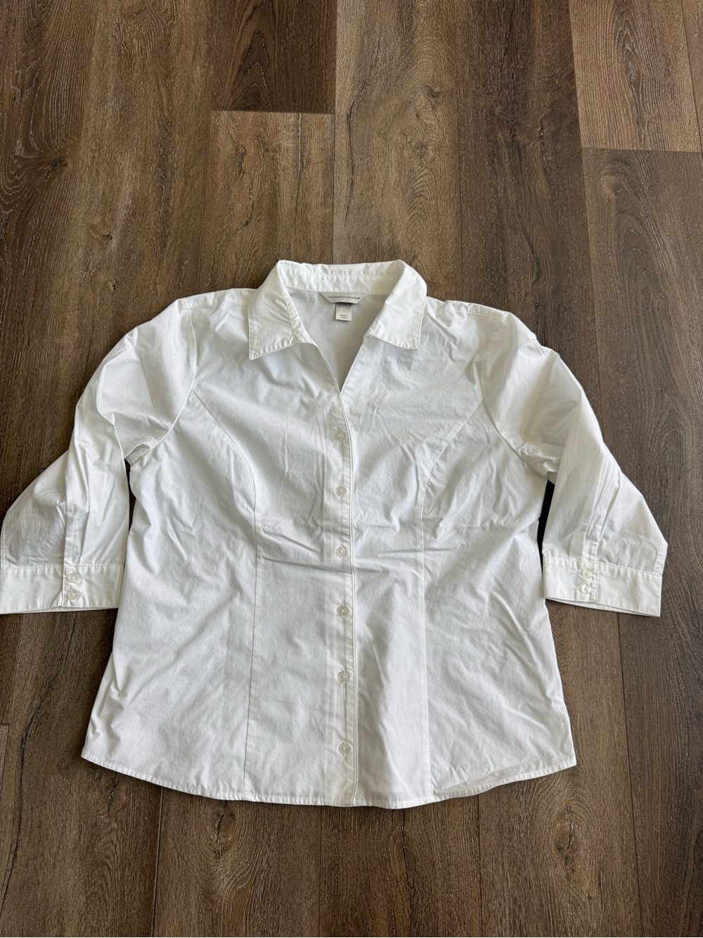 Christopher & Banks White Button-Front Shirt - Large